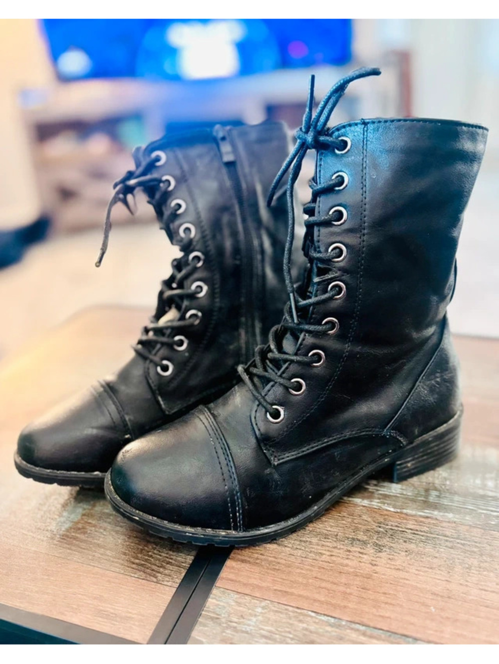 Forever Black Boots Zipper/Laces
